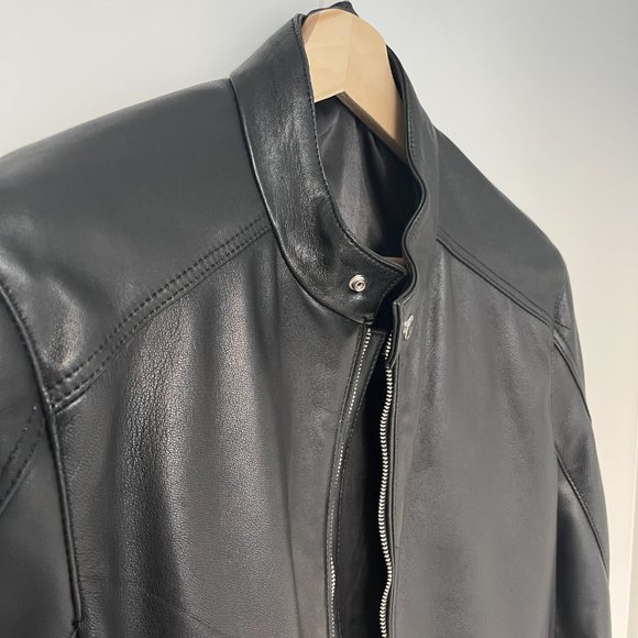 MENS LEATHER JACKET (BLACK) - Picture 3 of 4